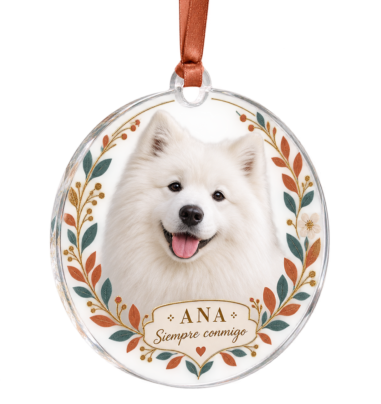 Adorno colgante personalizado de acrílico transparente con foto de mascota